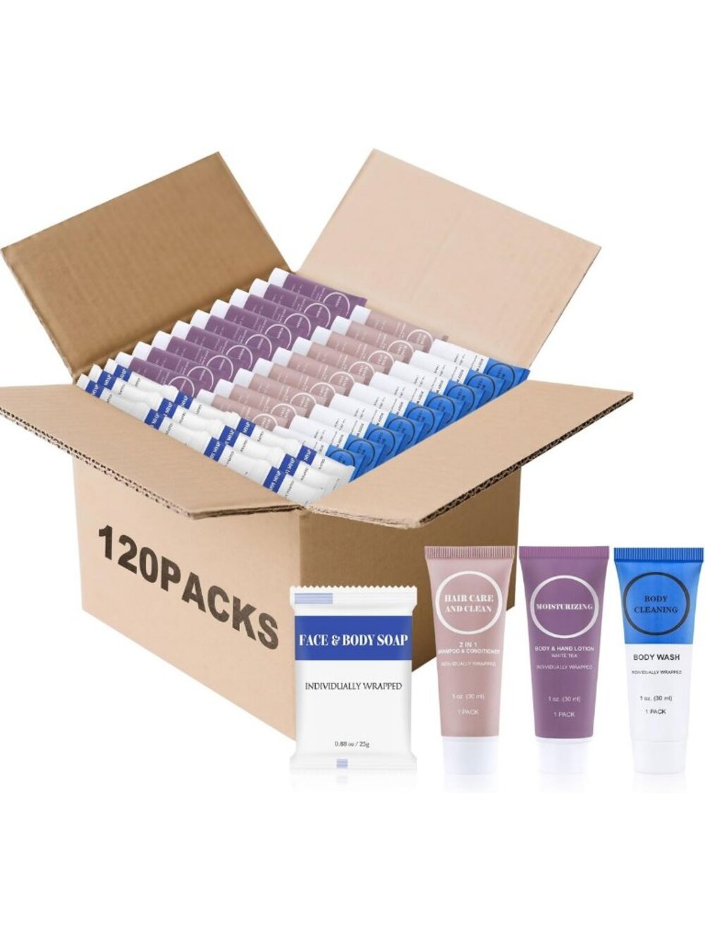 Travel Size Toiletries Set - Individually Wrapped Mini Essentials (120 Pack)